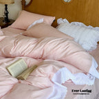 White Ruffle Lace Bedding Set / Purple Ever Lasting