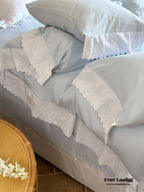 White Ruffle Lace Bedding Set / Purple Ever Lasting