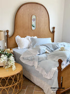 White Ruffle Lace Bedding Set / Purple Ever Lasting