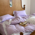 White Ruffle Lace Bedding Set / Purple Ever Lasting