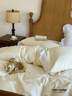 White Ruffle Lace Bedding Set / Purple Ever Lasting