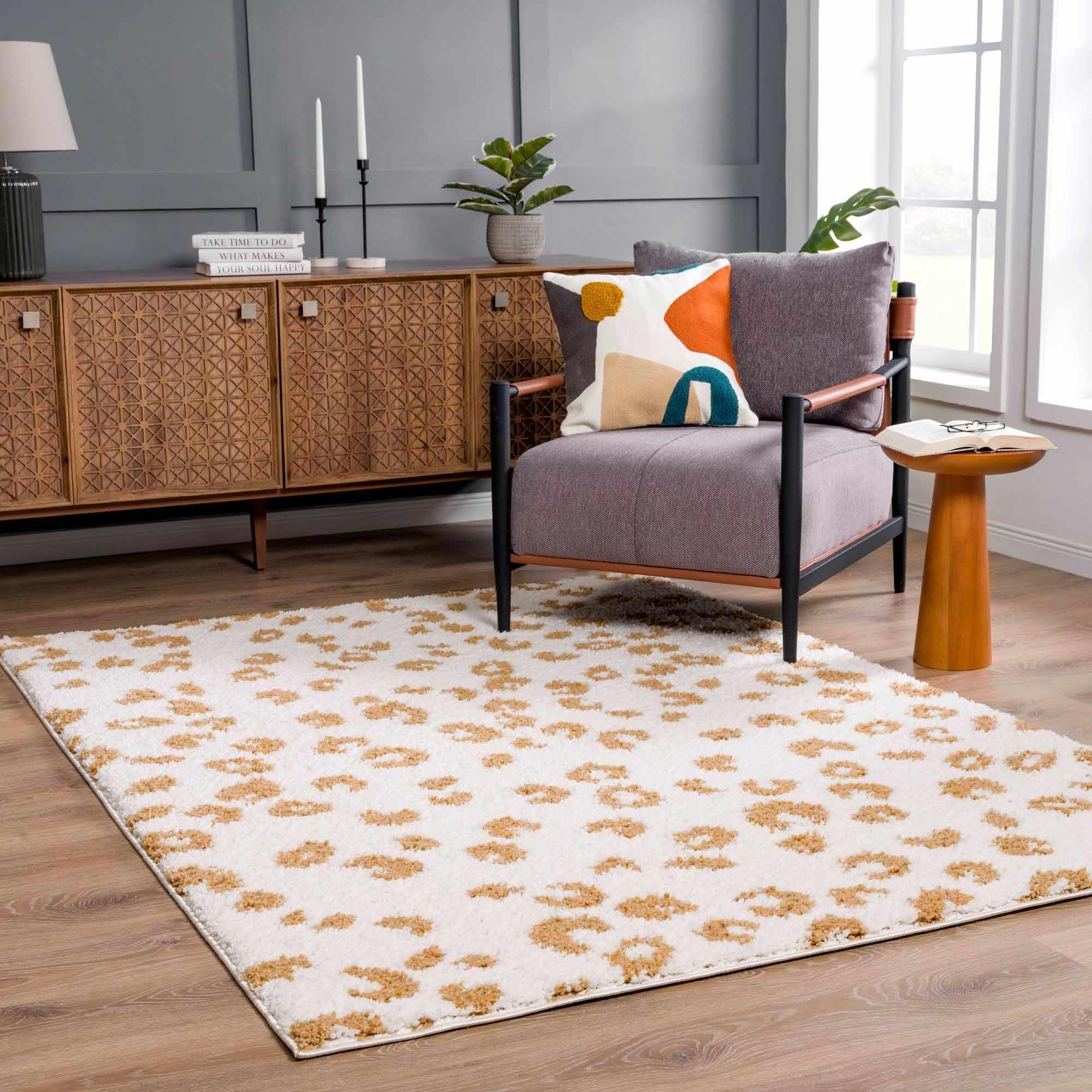 Altin Leopard Print White Area Rug - House Of Avana