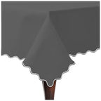 Scallop Embroidery Sateen Cotton Solid Table Cloth - Dark Grey PushpLinen