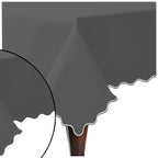 Scallop Embroidery Sateen Cotton Solid Table Cloth - Dark Grey PushpLinen