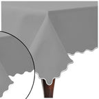 Scallop Embroidery Sateen Cotton Solid Table Cloth - Light Grey PushpLinen