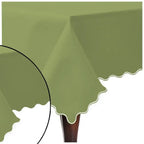 Scallop Embroidery Sateen Cotton Solid Table Cloth - Sage PushpLinen