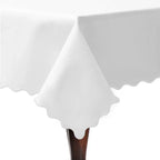 Scallop Embroidery Sateen Poly Cotton Solid Table Cloth PushpLinen