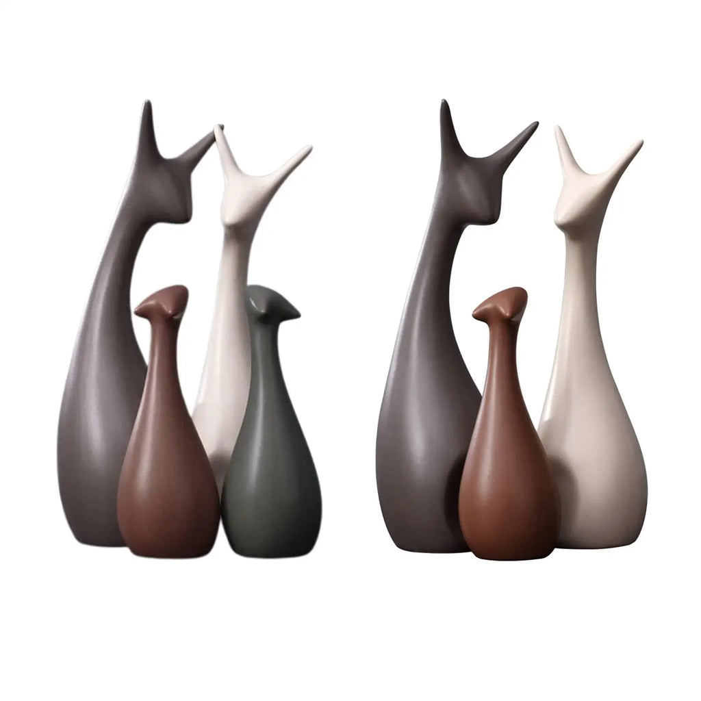 Nordic Sculpture - White Deer Figurine, back view - House Of Avana