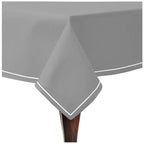 Single Embroidery Border Sateen Cotton Solid Table Cloth - Light Grey PushpLinen