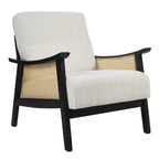 White Single Leisure Sofa, Rattan Decorative Armrest Upholstered Boucle Fabric Wingback Armchair with Padded Seat for Living Room Lounge Sofa Meeting Visitor Chair Cozy Chair for Bedroom Home Office House Of Avana