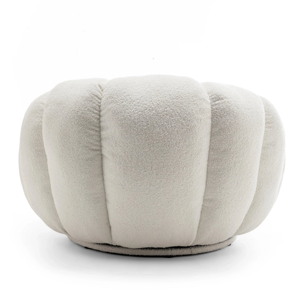 Swivel Sofa - White Boucle Rotation, angled view - House Of Avana