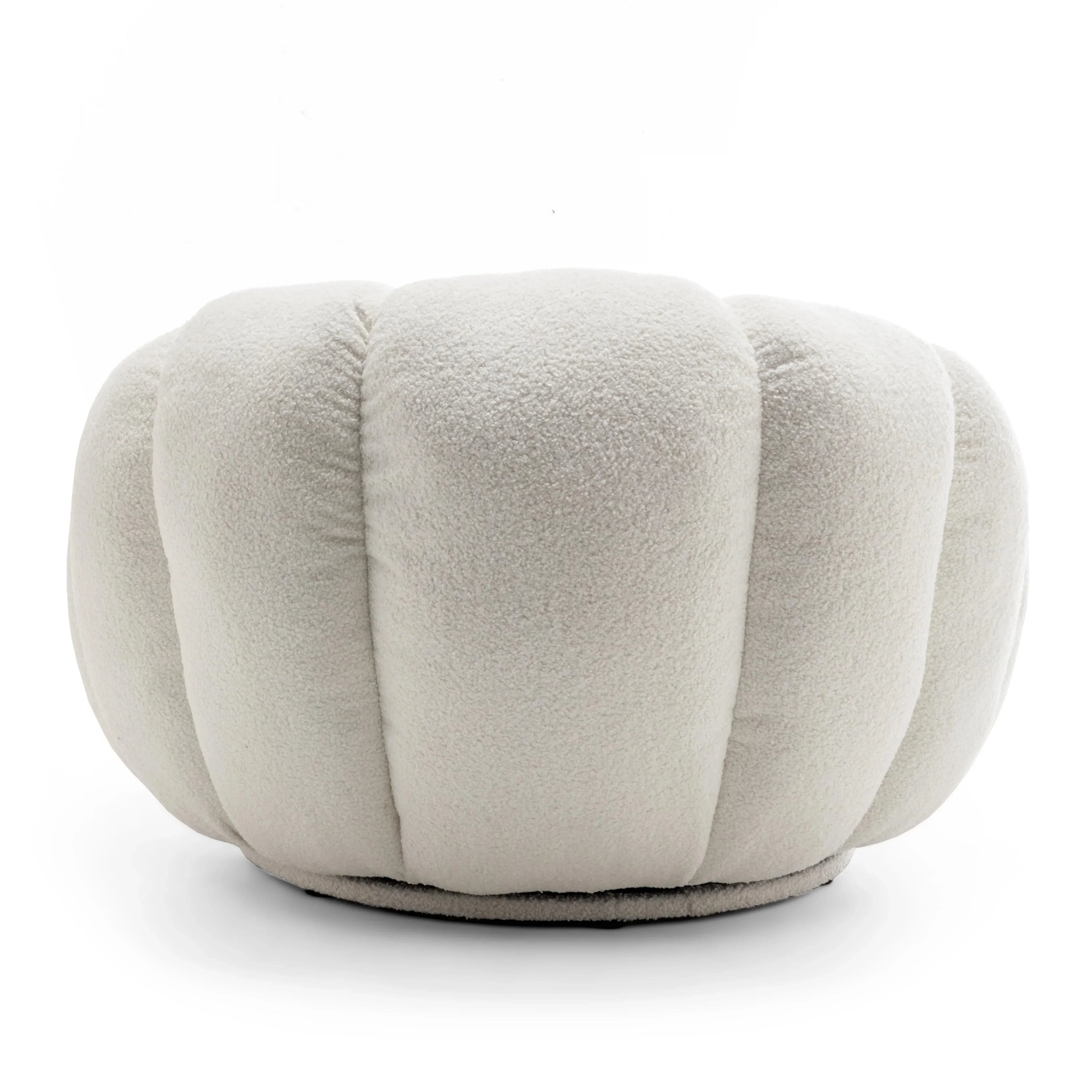 Swivel Sofa - White Boucle Rotation, angled view - House Of Avana