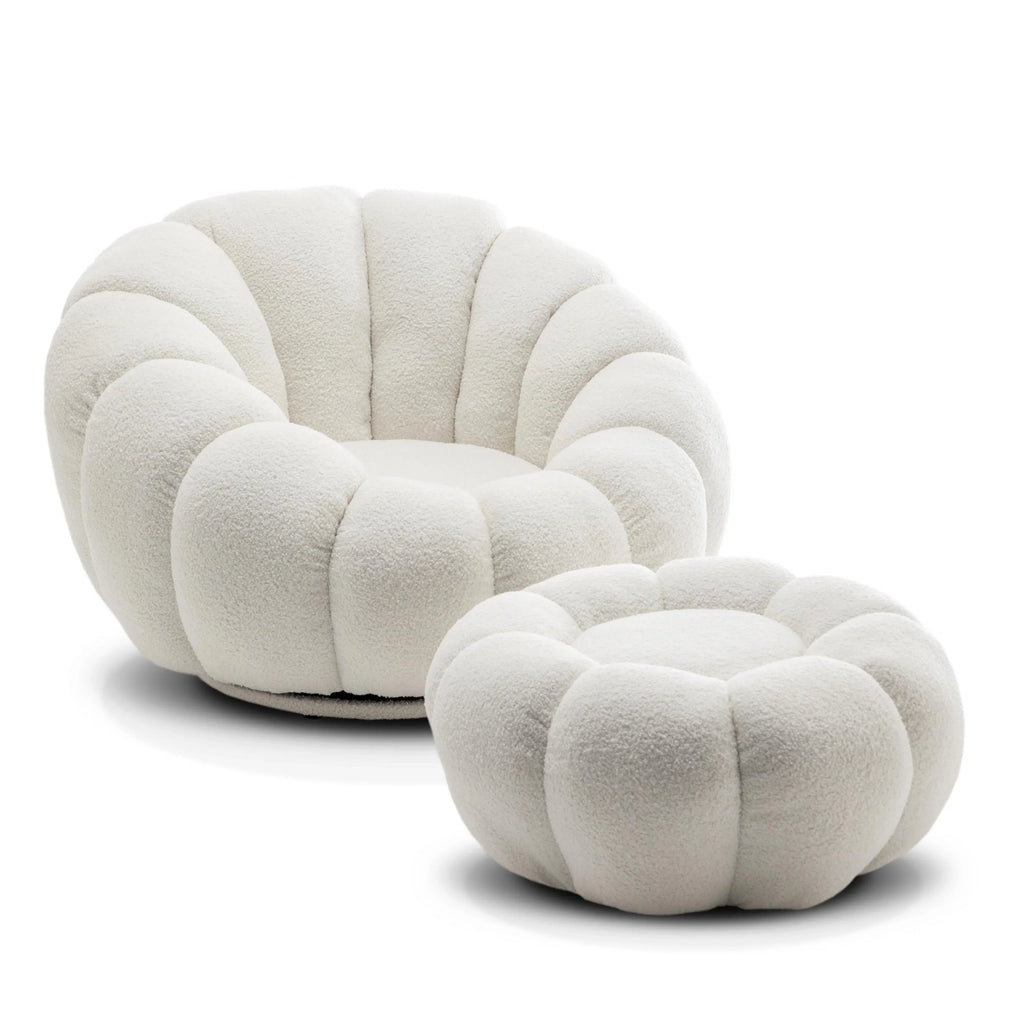Swivel Sofa - White Boucle Rotation, detail shot - House Of Avana