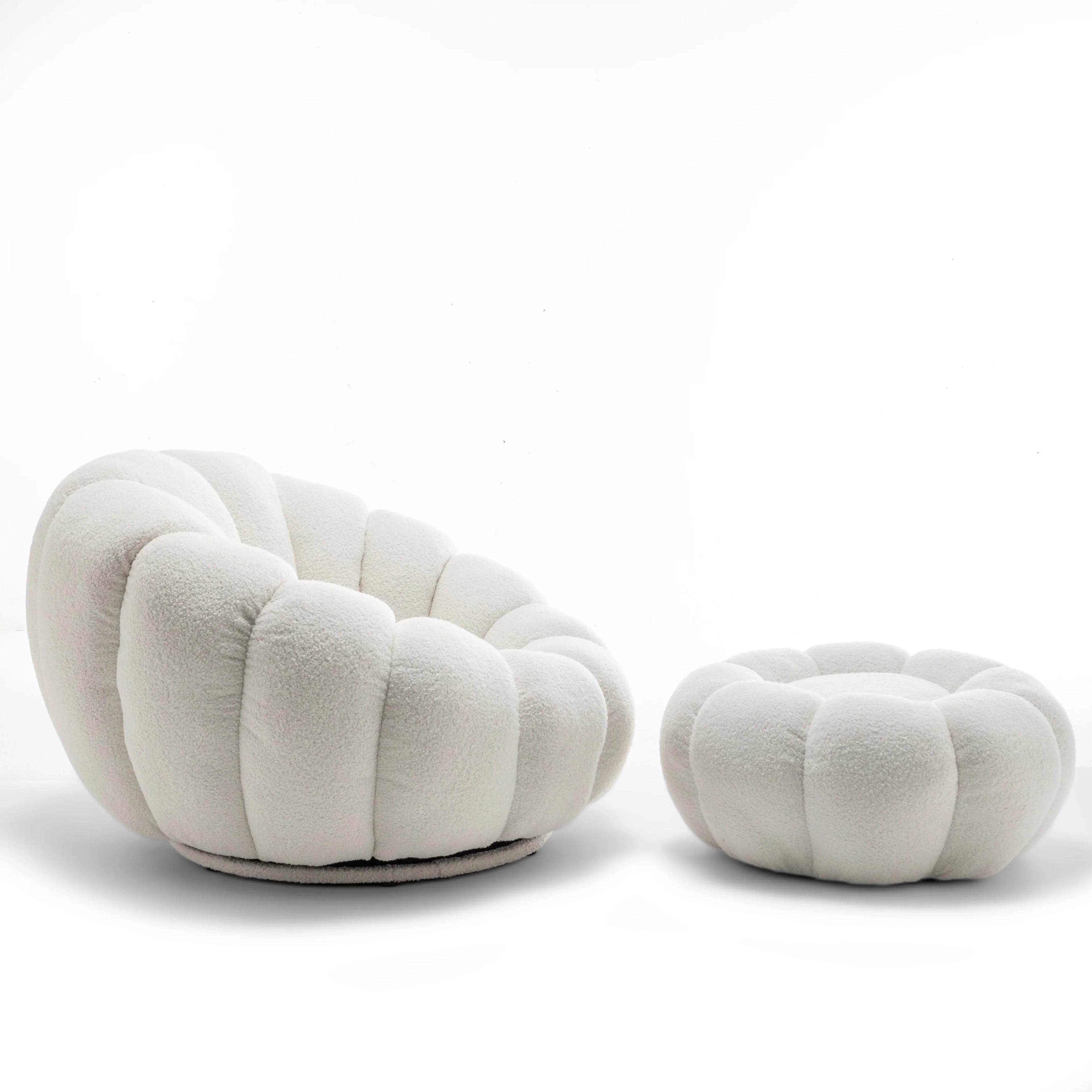 Swivel Sofa - White Boucle Rotation, top view - House Of Avana