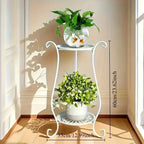 Plant Stand - Lightweight Metal White, angled view - House Of Avana