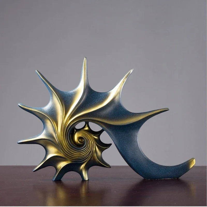 Conch Statue - Coastal White Figurine, angled view - House Of Avana