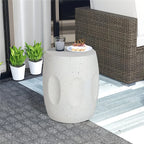 Aesome Drum Shape Outdoor Side Table Concrete Side Table 13.4x18.11inch Small Outdoor Side Table End... - House Of Avana
