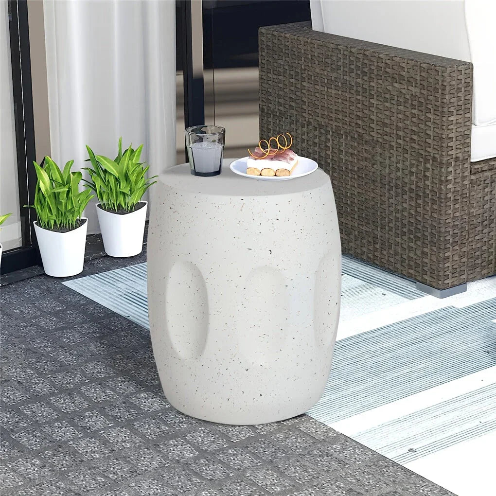 Aesome Drum Shape Outdoor Side Table Concrete Side Table 13.4x18.11inch Small Outdoor Side Table End... - House Of Avana