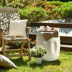 Aesome Drum Shape Outdoor Side Table Concrete Side Table 13.4x18.11inch Small Outdoor Side Table End... - House Of Avana