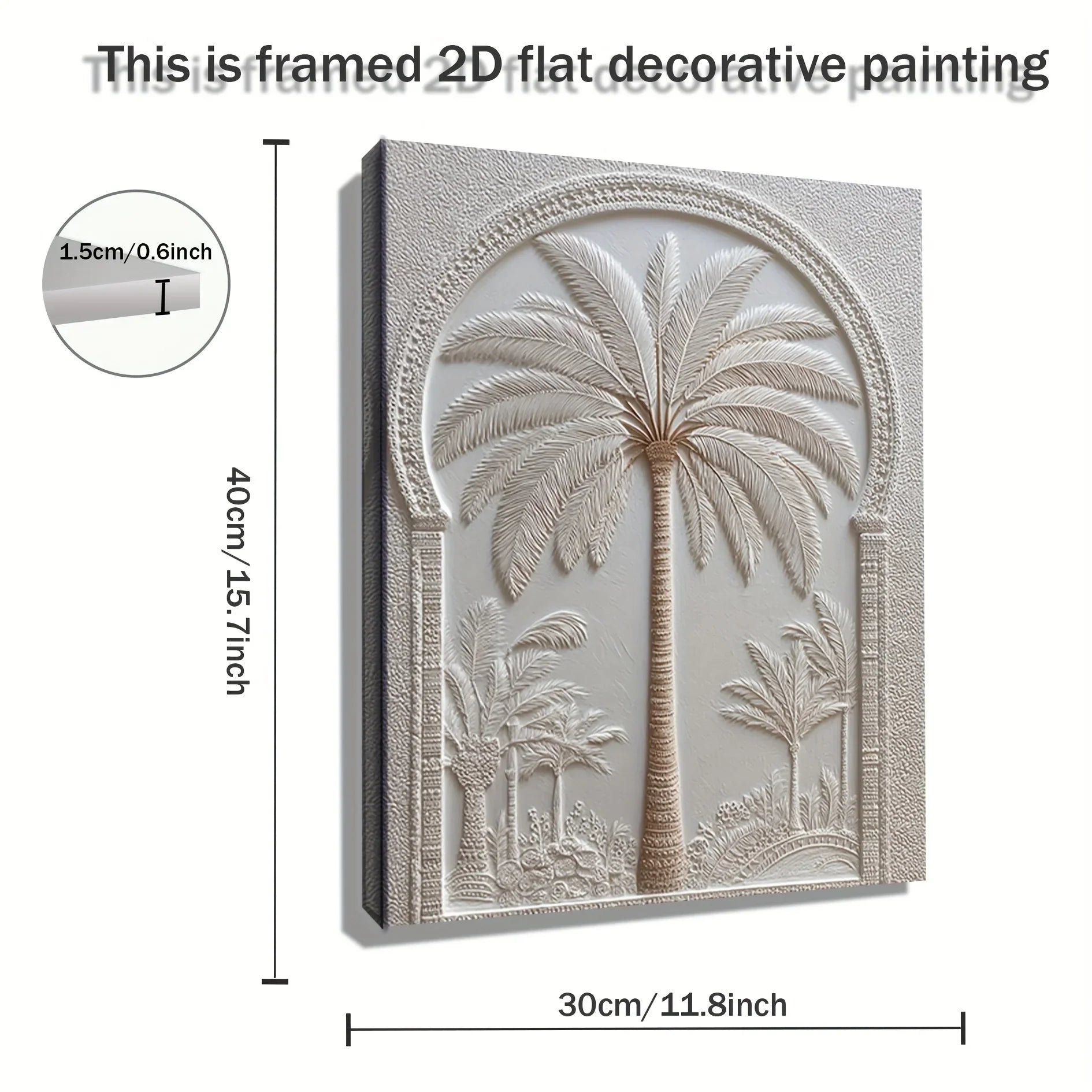 Wall Art - Vintage White Wood Palm Tree, top view - House Of Avana