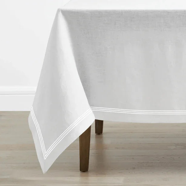 Triple Embroidery Border Linen Table Cloth PushpLinen