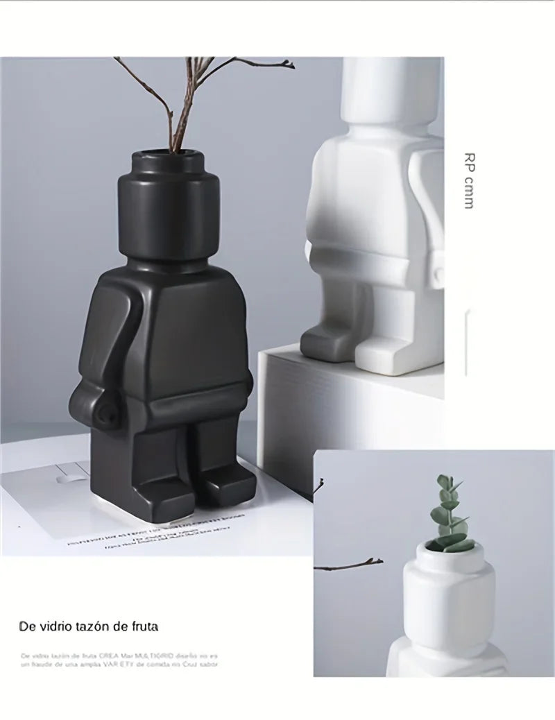 Vase - Decorative Ceramic White, angled view - House Of Avana