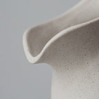 Ceramic Kettle Vase, Rustic White Cylinder Pottery with Handle, angled view - House Of Avana