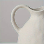 Ceramic Kettle Vase, Rustic White Cylinder Pottery with Handle, angled view - House Of Avana