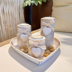 White Wood Candle Holder Set, Tea Light Candle Holders, Wooden Decorative Bowl with Tealight Candle Holders, Wood Pillar Candle Holders, Ins Style Wedding Anniversary Gift, Party Decor, House Warming Gift, Gift for Her House Of Avana