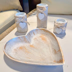 White Wood Candle Holder Set, Tea Light Candle Holders, Wooden Decorative Bowl with Tealight Candle Holders, Wood Pillar Candle Holders, Ins Style Wedding Anniversary Gift, Party Decor, House Warming Gift, Gift for Her House Of Avana