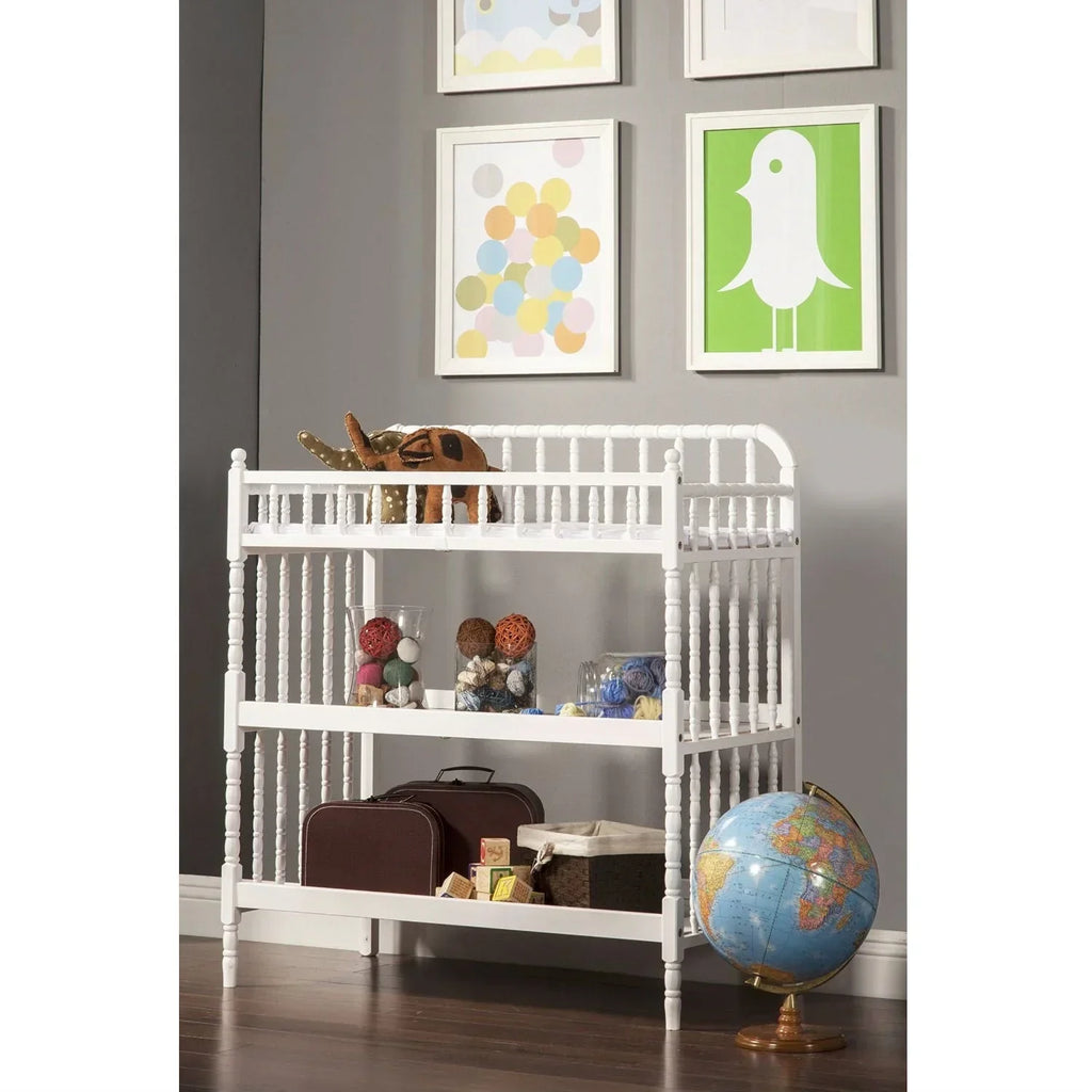 White Wood Changing Table with 1-inch Waterproof Changing Pad