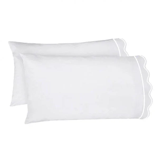 400TC Cotton Scallop Embroidery & Border Sateen Solid Sheet Set PushpLinen