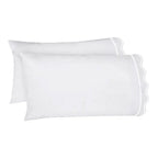 400TC Cotton Scallop Embroidery & Border Sateen Solid Sheet Set PushpLinen