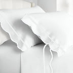 400TC Cotton Scallop Embroidery & Border Sateen Solid Pillowcases (Set Of 2) PushpLinen