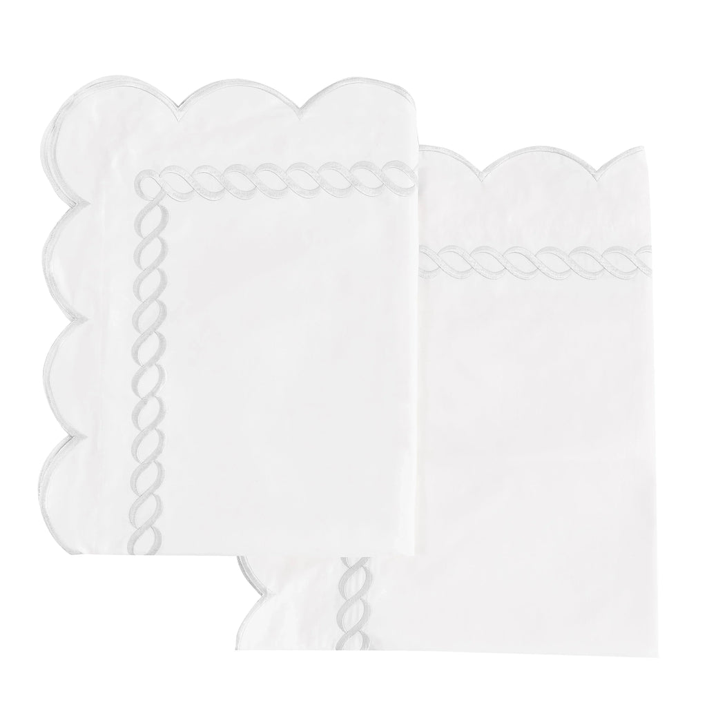 600 Thread Count Scallop Rope Embroidered Cotton Euro Sham Pair Mélange Home