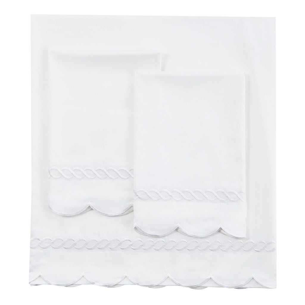 600 Thread Count Scallop Rope Embroidered Cotton Sheet Set Mélange Home