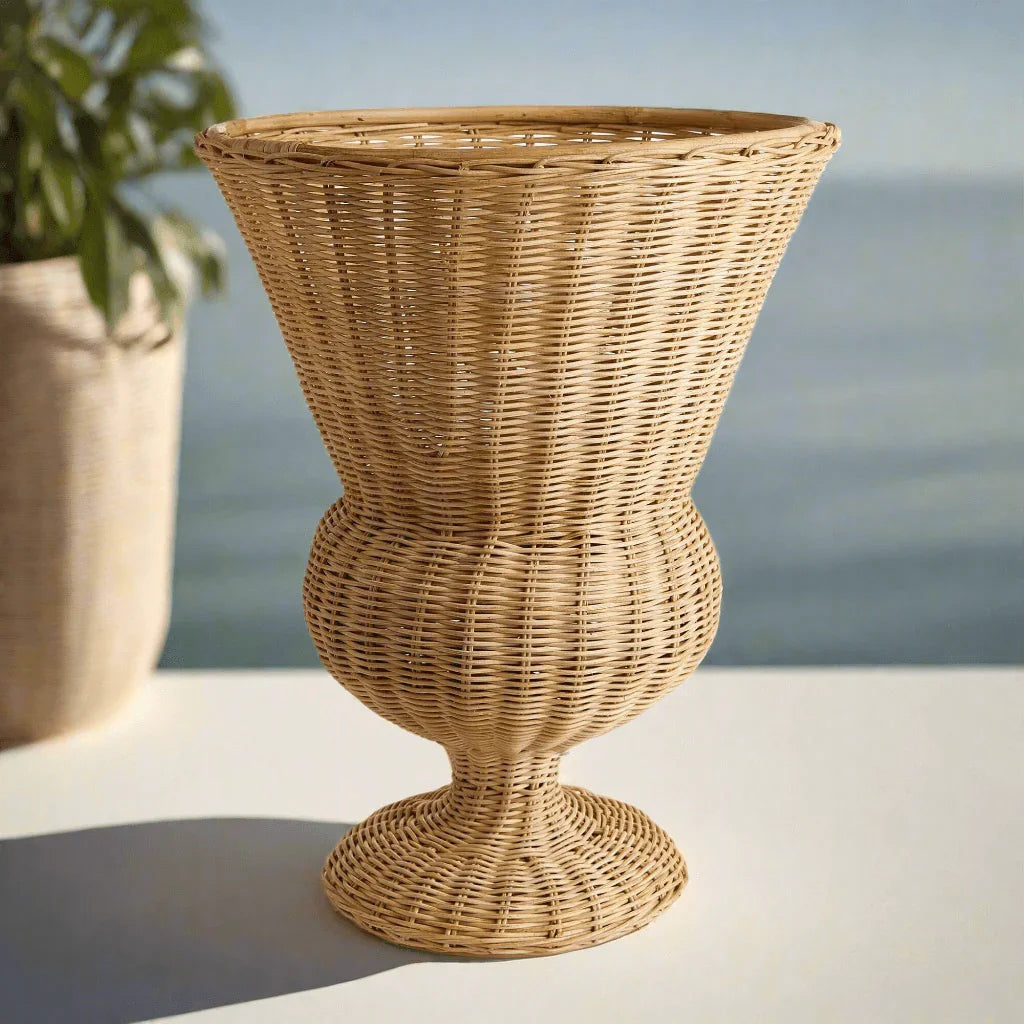Wicker Urn-Shaped Decorative Vase Vintage Shopper
