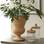Wicker Urn-Shaped Decorative Vase Vintage Shopper