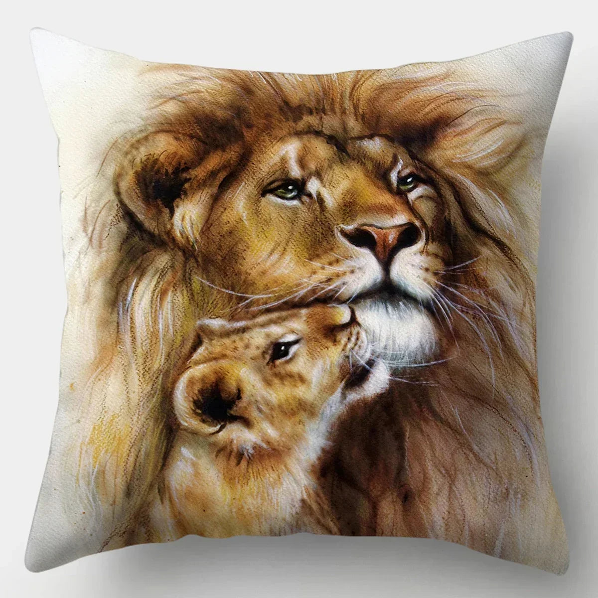 Wild animal print pillow case, soft cotton, lion and tiger design - House of Avana
