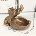 Wooden wild boar statue with storage tray, natural finish - House of Avana