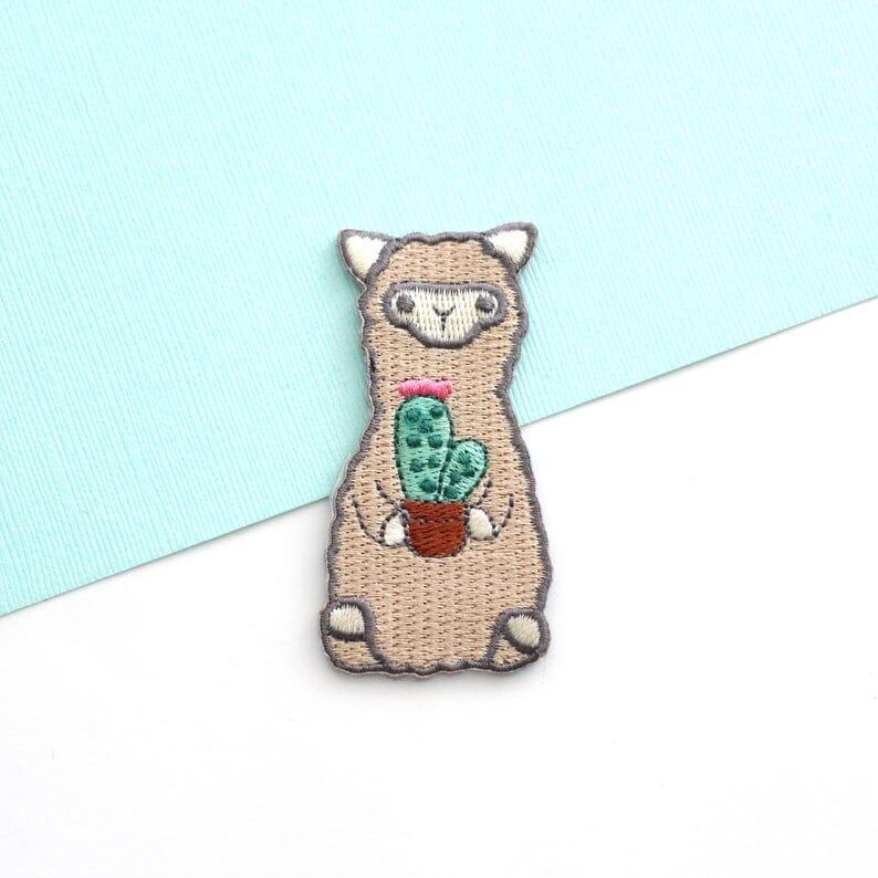 Wild Whimsy Alpaca Cactus Iron-on Patch