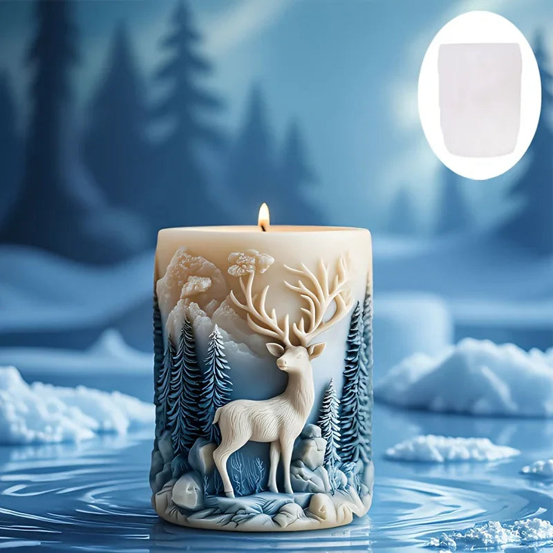 1pc Winter Deer Snow Scene 3D Silicone Mold - Exquisite Forest & Reindeer Carving Design, Flexible & Durable Reusable for Resin/Plaster/Candle Crafts, Perfect For Christmas Home Decor, Fireplace Ornaments & Holiday Gifts House Of Avana