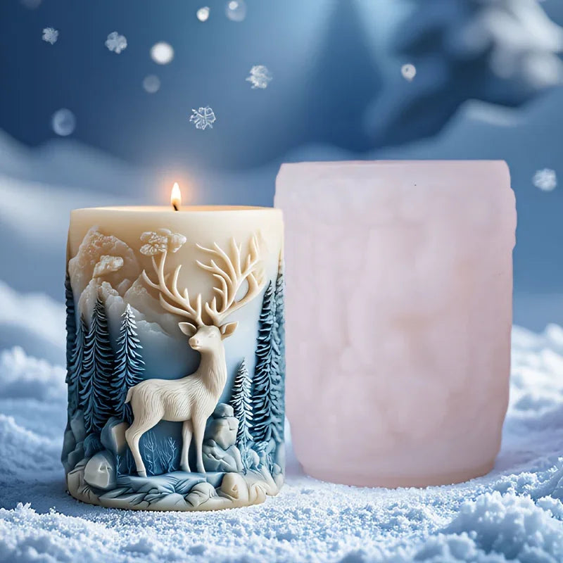 1pc Winter Deer Snow Scene 3D Silicone Mold - Exquisite Forest & Reindeer Carving Design, Flexible & Durable Reusable for Resin/Plaster/Candle Crafts, Perfect For Christmas Home Decor, Fireplace Ornaments & Holiday Gifts House Of Avana