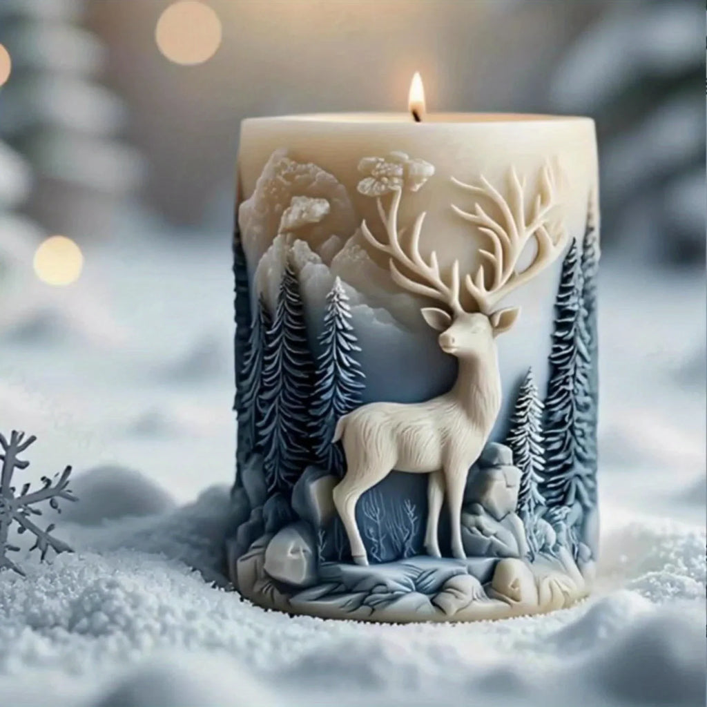 1pc Winter Deer Snow Scene 3D Silicone Mold - Exquisite Forest & Reindeer Carving Design, Flexible & Durable Reusable for Resin/Plaster/Candle Crafts, Perfect For Christmas Home Decor, Fireplace Ornaments & Holiday Gifts House Of Avana