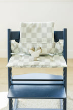 Wipeable Highchair Cushion for Stokke Tripp Trapp: Neutral Checkered Cover