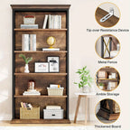 71 Inch Industrial 6-tier Bookcase - Sturdy Wood & Metal X-pattern Design, 75lb Capacity Shelves, Easy... - House Of Avana