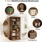 [Large Bookcase] Large 75-Inch Tall Bookcase | 6-Tier Bookshelf, Freestanding Wood Display Shelves for Living Room, Home Office, Bedroom - Brown House Of Avana