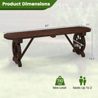 Carbonized Fir Wood Wagon Wheel Bench - House Of Avana