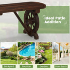 Carbonized Fir Wood Wagon Wheel Bench - House Of Avana