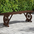 Carbonized Fir Wood Wagon Wheel Bench - House Of Avana